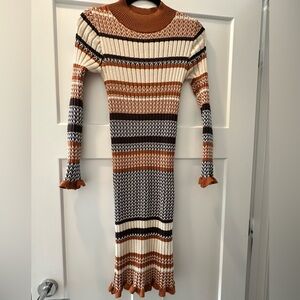 Striped Knit Long Sleeve Dress